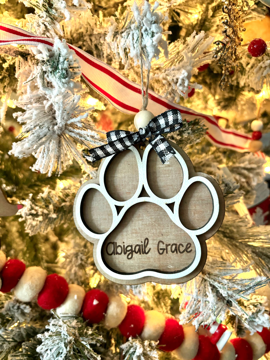 Personalized paw print clearance ornament