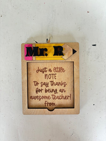 Teacher Sticky Note Holder