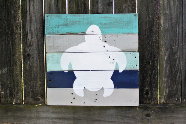 Sea turtle pallet wood sign, chalk paint, beach coastal decor, reclaimed handmade