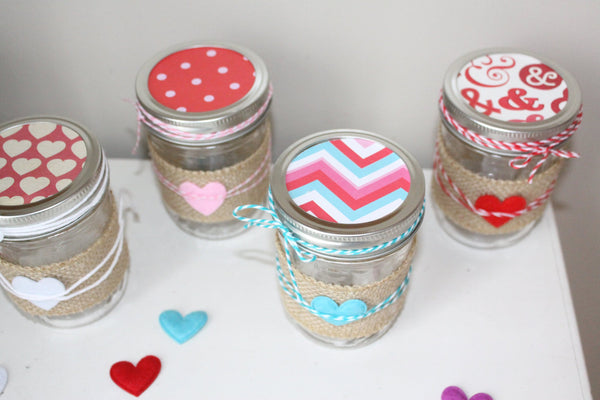 Valentines Day mason jars, farmhouse valentines, mason jar hearts, burlap and mason jars, valentines day gift, valentines teacher gift,