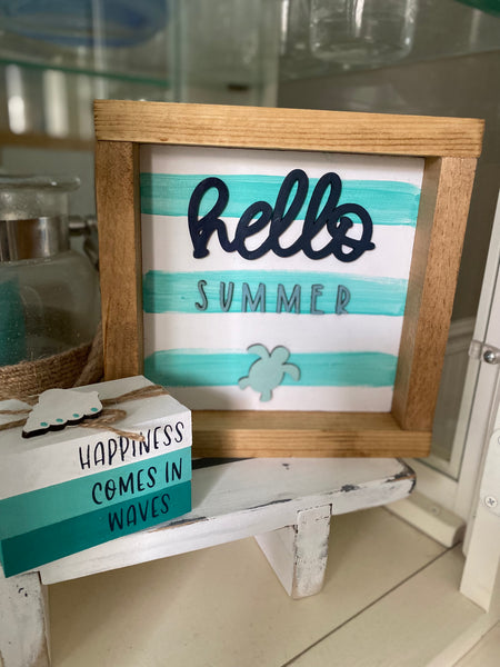 Hello Summer sea turtle sign
