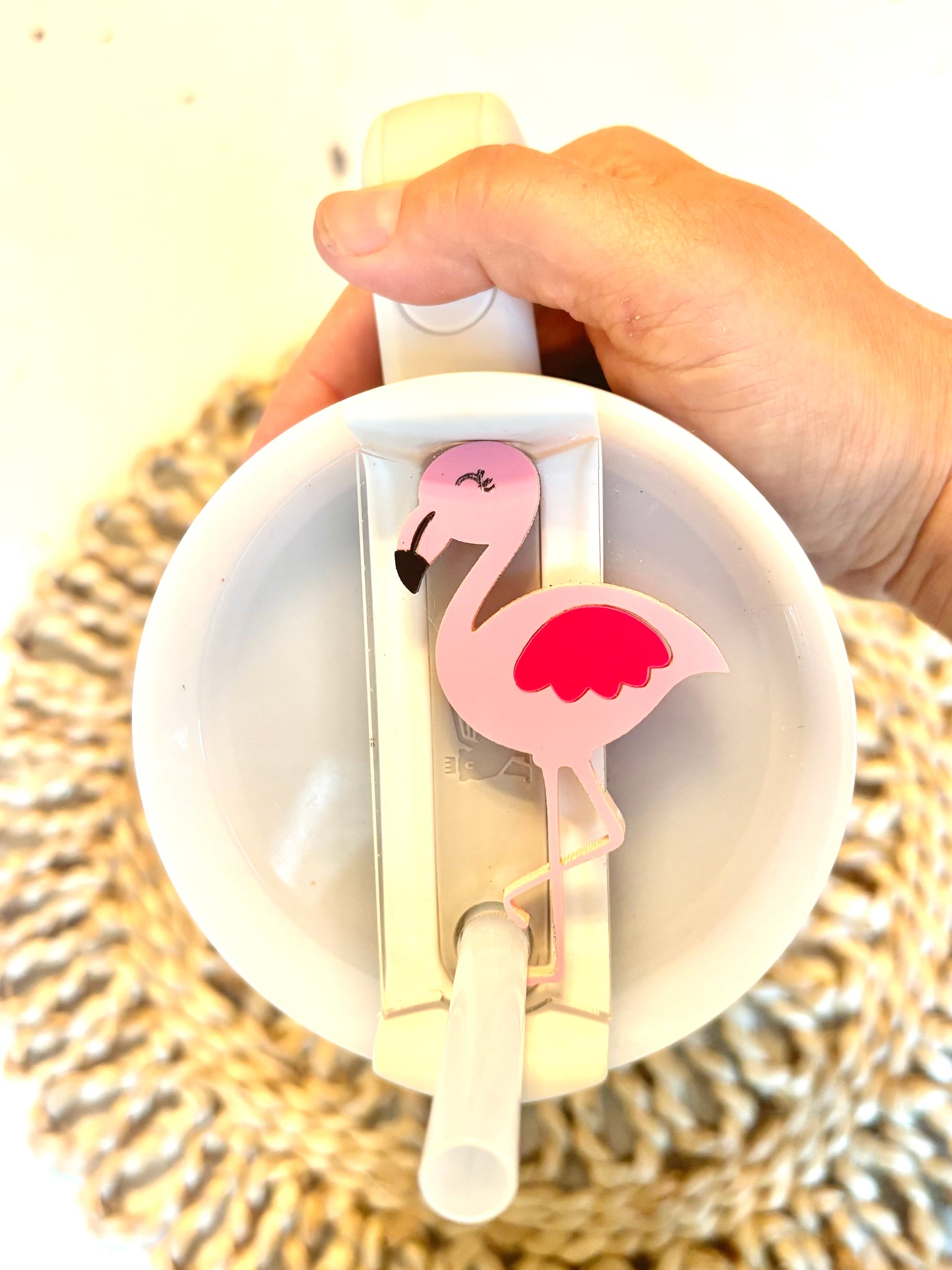 Pink flamingo Stanley topper