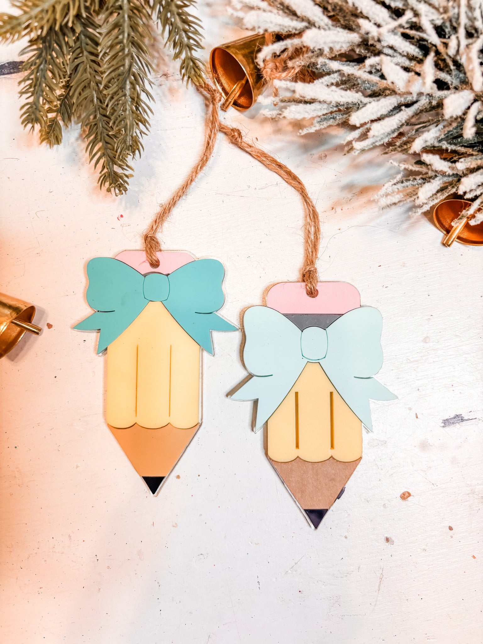 Teacher pencil ornament with bow