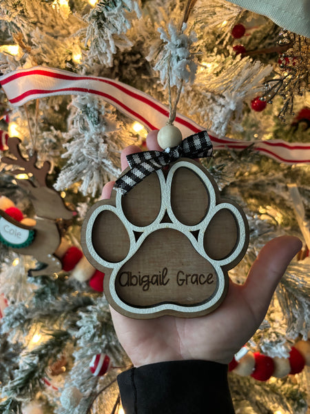 Personalized paw print ornament