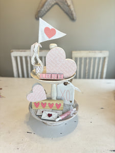 Valentine tiered tray-pinks