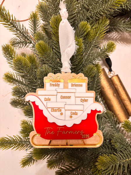 Personalized sleigh ornament