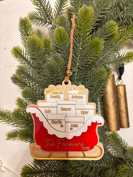 Personalized sleigh ornament
