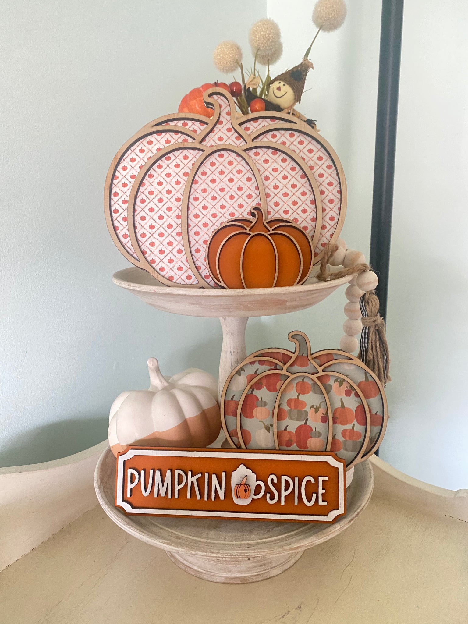 Layered fall pumpkins
