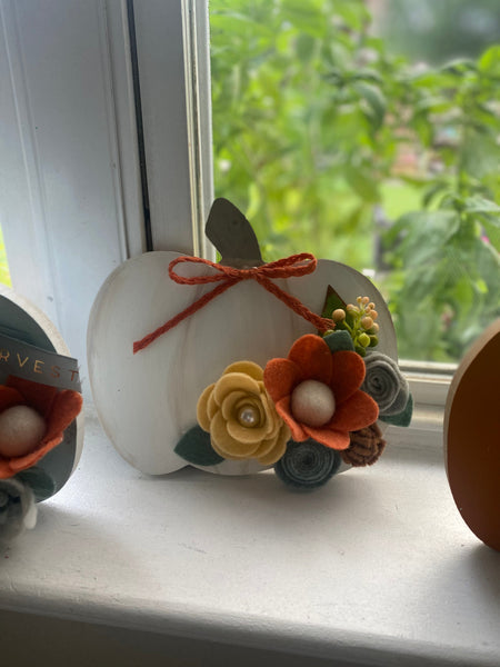 Felt flowered pumpkins