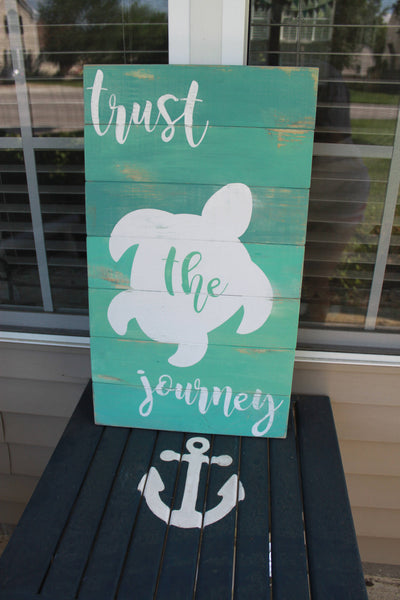 sea turtle sign, trust the journey, reclaimed wood sea turtle sign, beach wall art, sea turtle wall decor, sea turtle beach wood, coastal