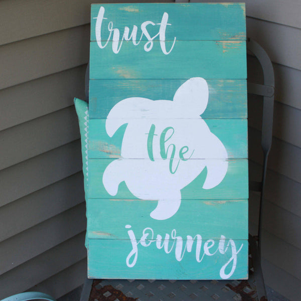 sea turtle sign, trust the journey, reclaimed wood sea turtle sign, beach wall art, sea turtle wall decor, sea turtle beach wood, coastal