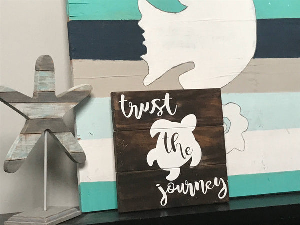 sea turtle sign, trust the journey, reclaimed wood sea turtle sign, beach wall art, sea turtle wall decor, sea turtle beach wood, coastal