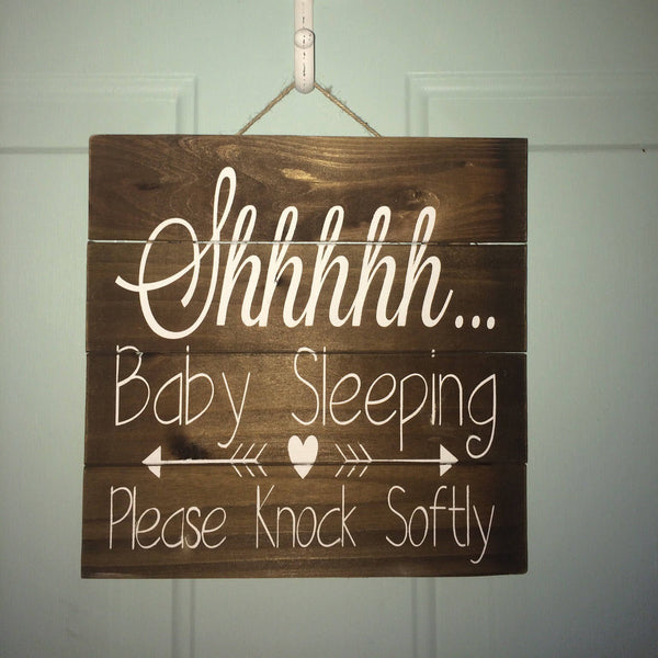 Shh baby sleeping, baby sleeping sign, baby room sign, baby shower gift, front door sign, sleeping baby sign, baby decor, baby nursery, shhh