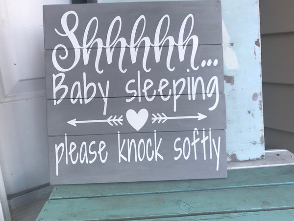 Shh baby sleeping, baby sleeping sign, baby room sign, baby shower gift, front door sign, sleeping baby sign, baby decor, baby nursery, shhh