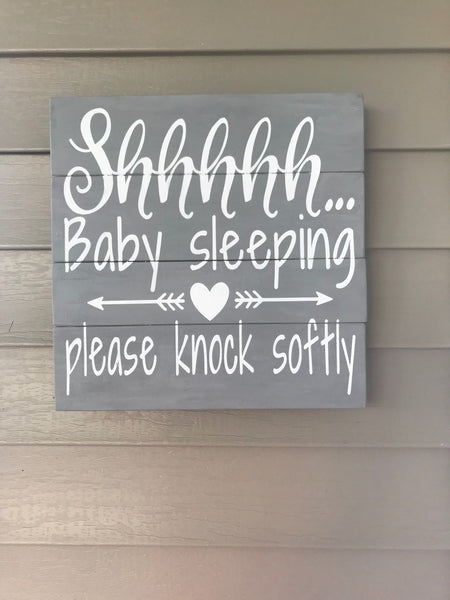 Shh baby sleeping, baby sleeping sign, baby room sign, baby shower gift, front door sign, sleeping baby sign, baby decor, baby nursery, shhh