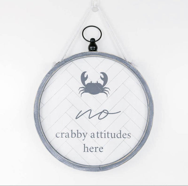 Reversible round crabby/swimming sign