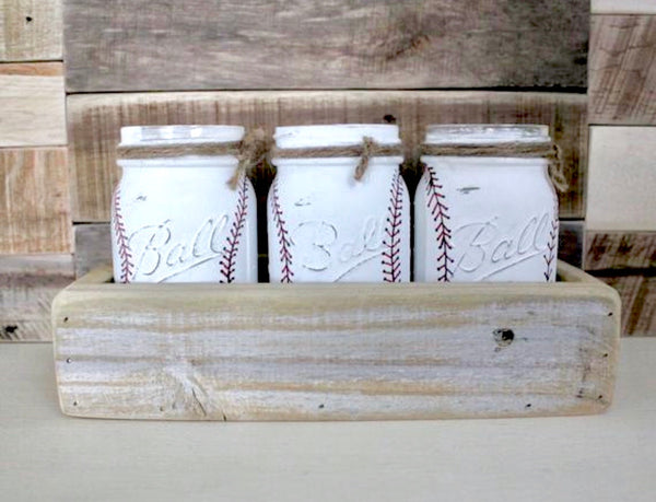 Baseball Mason Jars