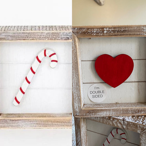 Candycane/ heart reversible sign