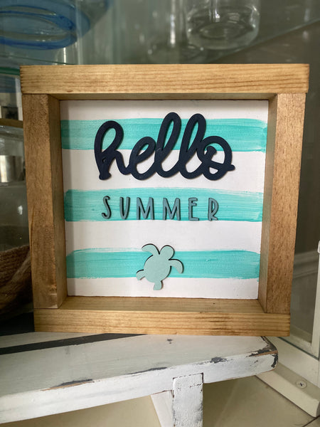 Hello Summer sea turtle sign