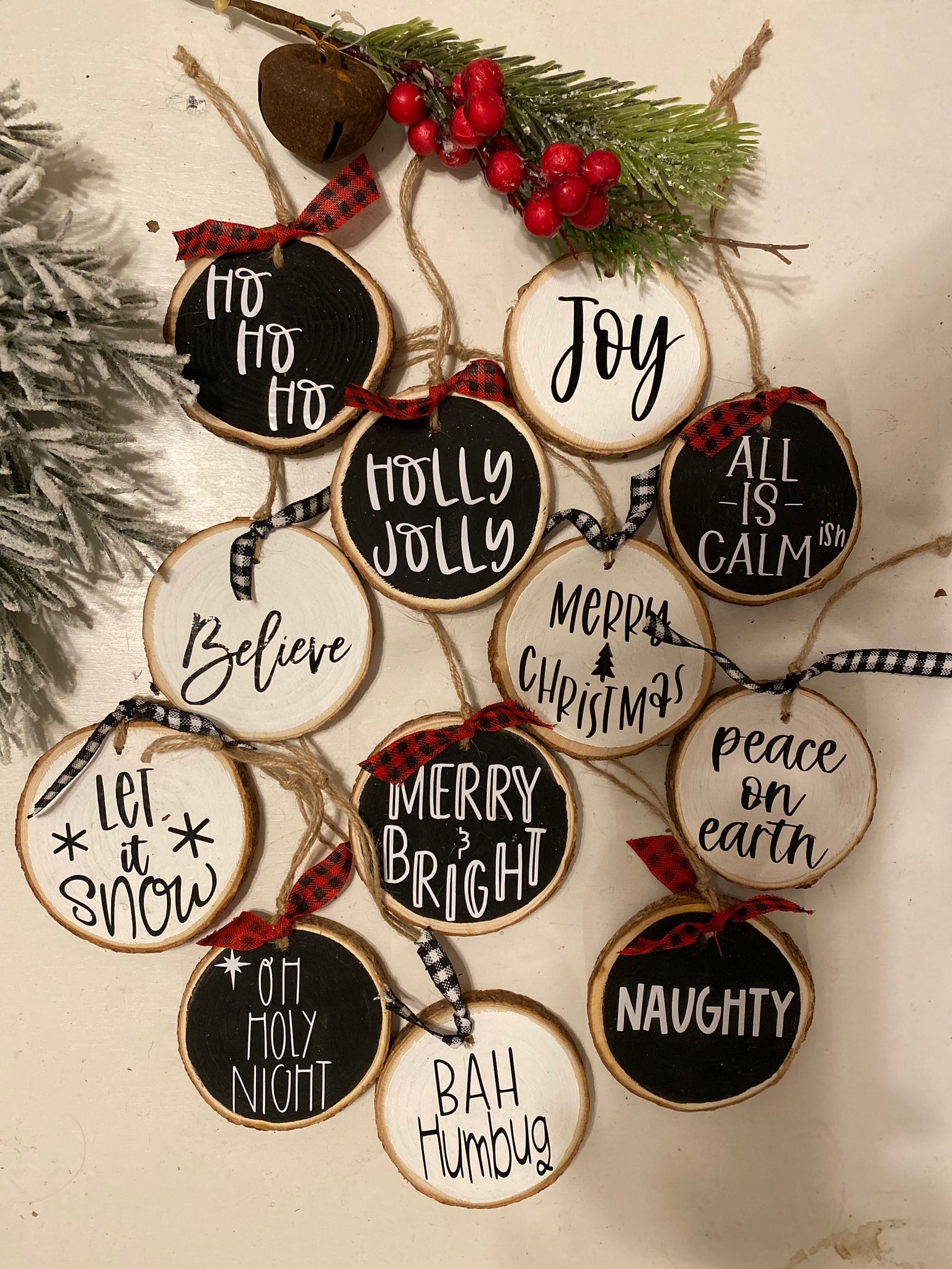 Christmas wood slice ornaments
