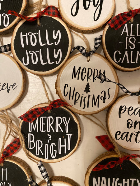 Christmas wood slice ornaments